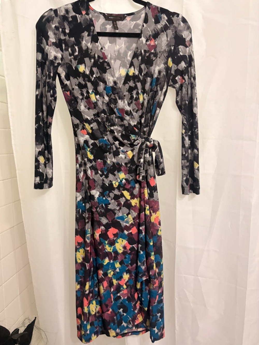 BCBGMAXAZRIA Abstract Print Wrap Dress XXS